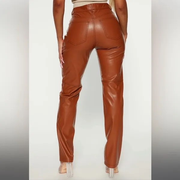 Cognac faux leather pants NWT - Image 2