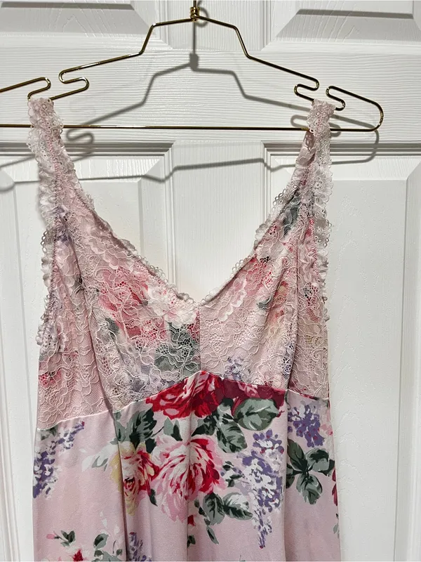 Flora Nikrooz Chemise Slip Nightgown Pajama Dress Size XL Pink Floral Lace - Image 3