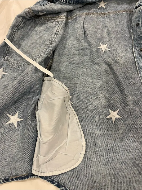 Mineral Wash Star Embroidered Denim Jacket - Image 8