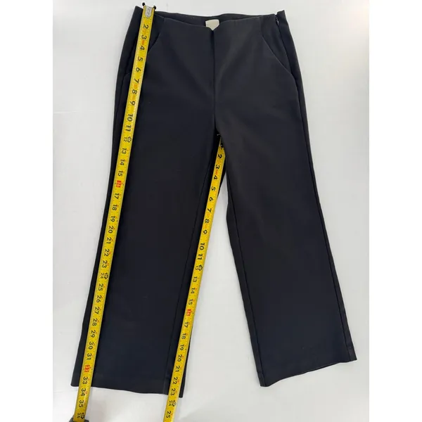 Ecru Black Cropped Flare Pants Size 2 Stretch Side Zip Dress Trousers - Image 4