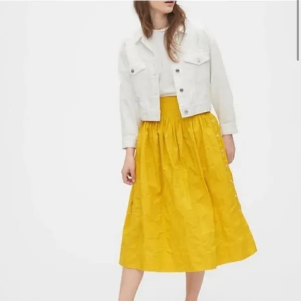 GAP Embroidered Pintuck Pleated Poplin Midi Skirt 2 With pockets‎ C26 - Image 6