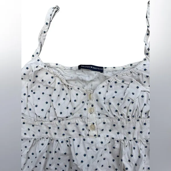 Brandy Melville Mini Sun Dress White With Blue Flowers - Image 7