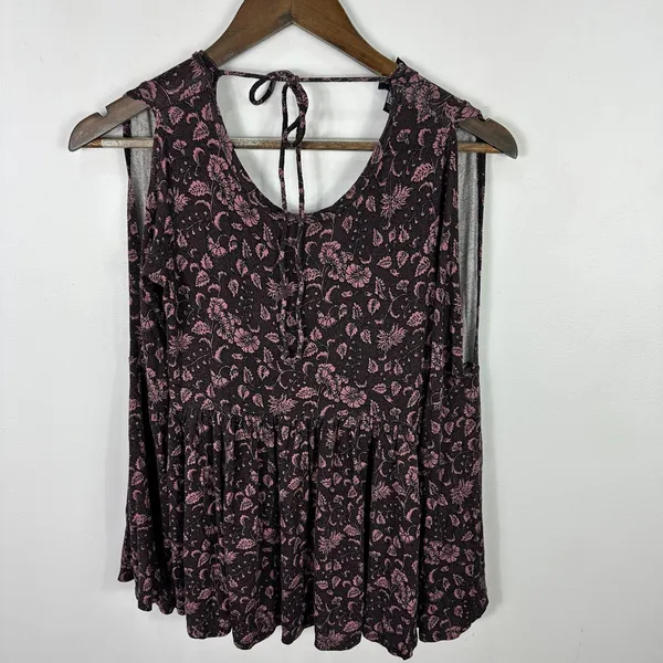 American Eagle Purple Floral Top Womens Small Flare Sleeve Boho Whimsigoth Fairy - Image 4