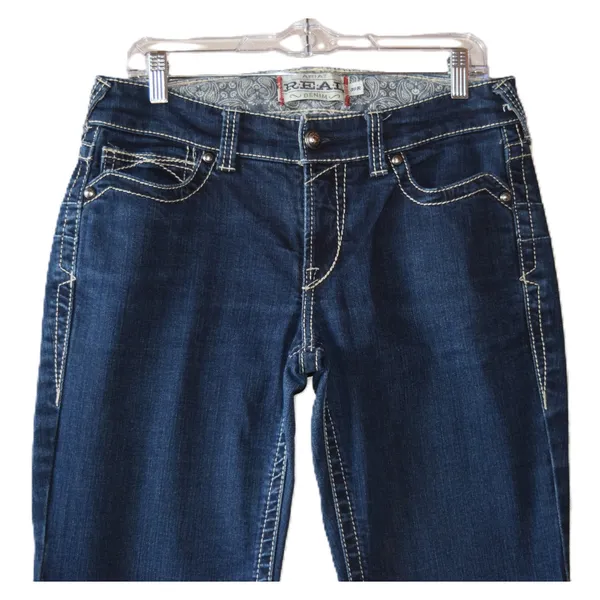 Ariat REAL Bootcut Jeans Womens 30R Dark Wash Studded Embroidered Excellent - Image 2