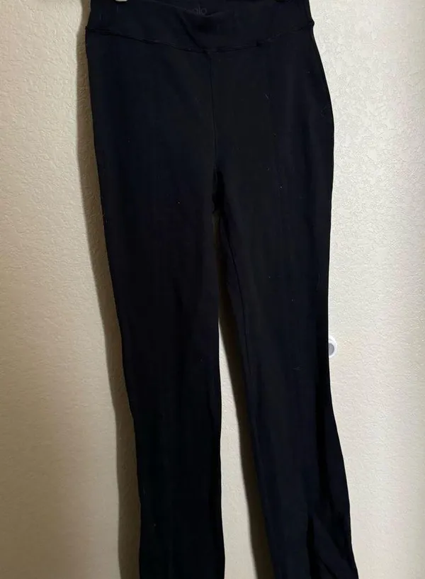 Alo Yoga Airbrush Flutter Split Flare Full Length High-Waist Legging Black Small - Image 3