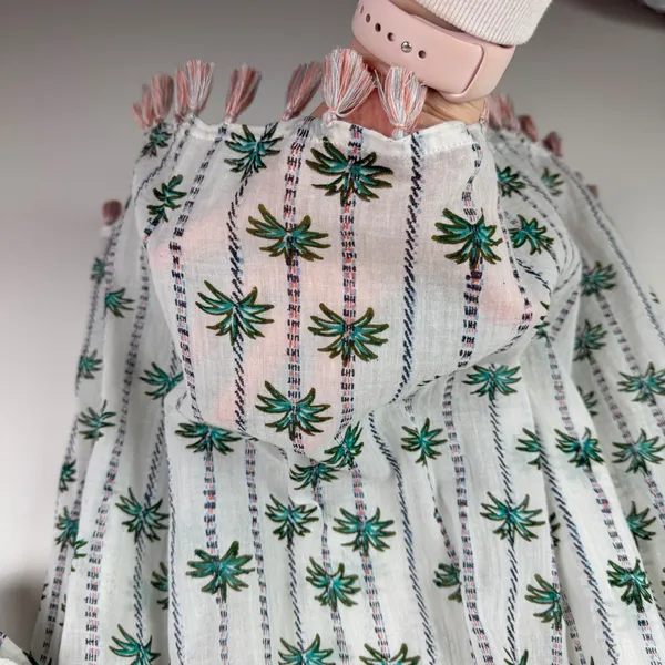 Roller Rabbit‎ Palm Tree Print Tassel Tunic Small Cover Up Sheer Beachy Resort - Image 3
