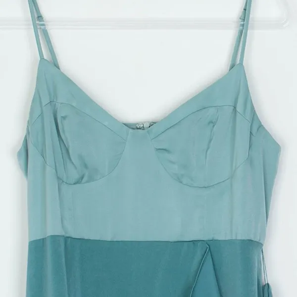 NWT Lulus Double Darling Sage Green Satin‎ Ruffle Maxi Dress Womens XL Evening - Image 4