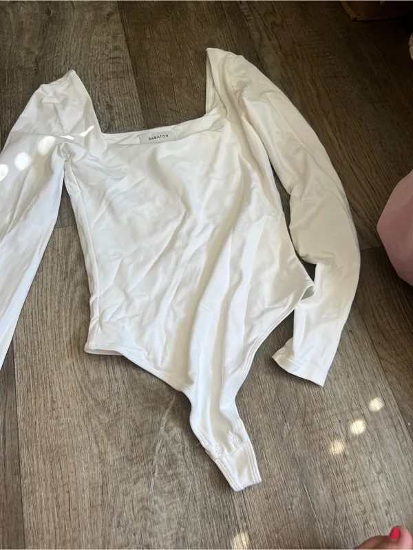Babaton Ivory Long-Sleeve Square Neck Bodysuit‎ - Image 6