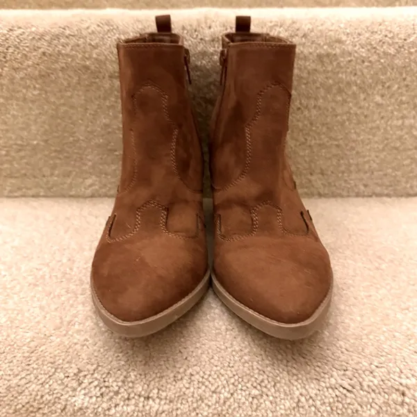 Kaari Blue Western Ankle Booties Brown Suede Boho Pointed‎ Toe Women 7M - Image 3