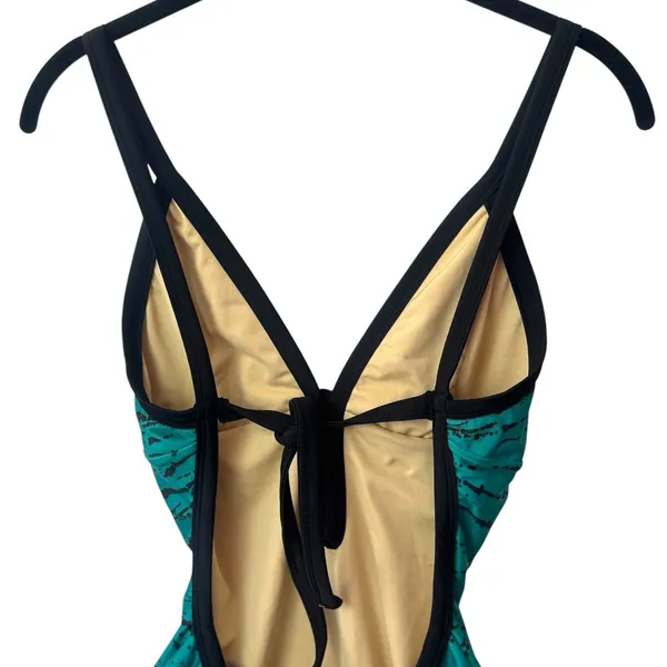 Stüssy NEW RARE Green‎ Black Bow Open Back One Piece Swimsuit Vacation Beach S - Image 6