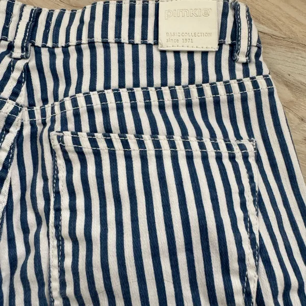 Pimkie Striped Straight Leg Jeans - Blue and White - Image 4