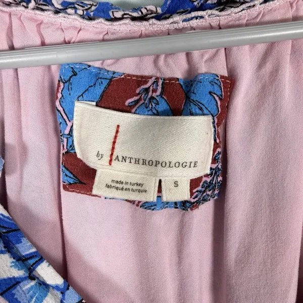 Anthropologie‎ Size-S Robin Mini Dress Blue Pink Paisley Patchwork - Image 3