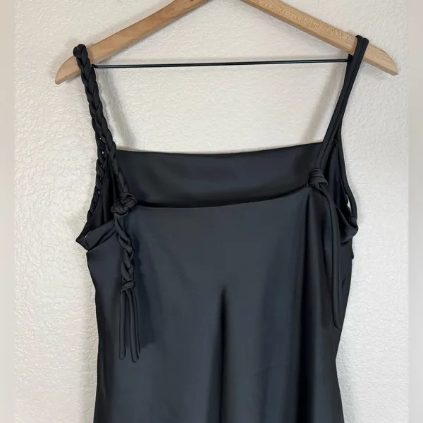 House Of Harlow 1960 x Revolve Black Satin Braided Strap Slip Mini Dress M $210 - Image 9