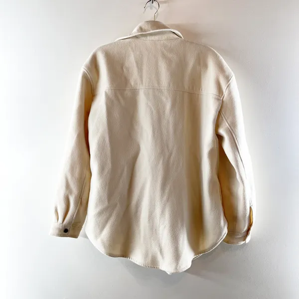 Abercrombie Snap Up Long Sleeve Shacket Cream Large - Image 4