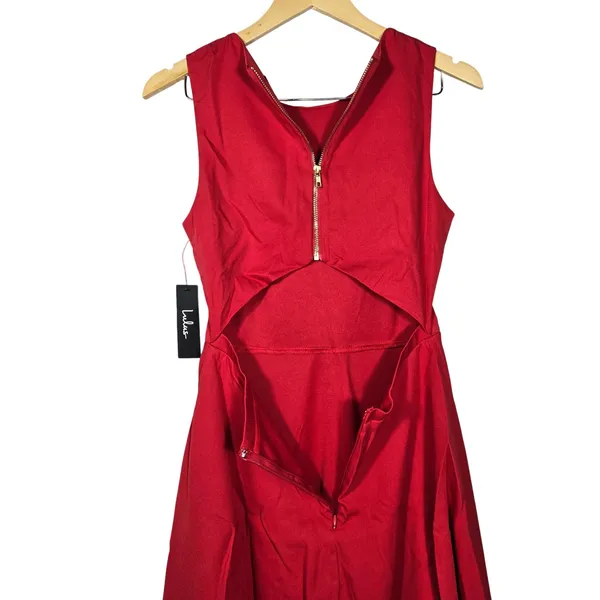 Lulus Red Sleeveless Cutout Back Skater Dress Size M 65482 - Image 5