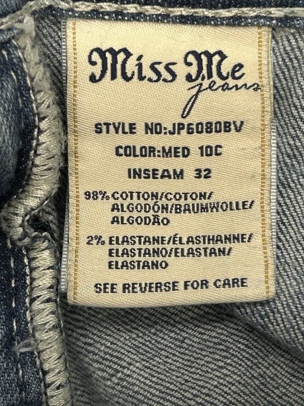 Miss Me Bootcut Blue Jean Size 28 Low Rise Sequin Bling Rose Back Pocket - Image 10