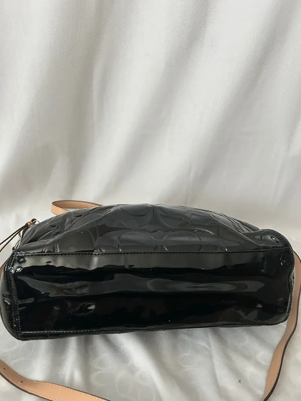 Coach Black Patent Leather w/ Tan Leather Trim Tote Shoulder Bag Purse ♥️♥️ - Image 6