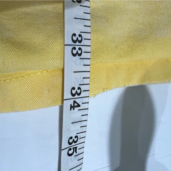 Retrofête Willa Yellow Denim Mini Dress Ruched Button Front Italy M - Image 10