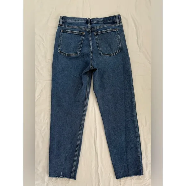 Abercrombie The Mom High Rise Jeans Button Fly Raw Hem‎ Size 8L - Image 2
