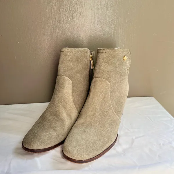 Tory Burch | Porcini Suede Sabe Ankle Booties In Gray Size 9 Leather Round Toe - Image 2