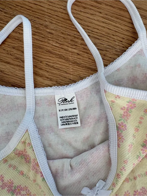 Frankie's Bikinis Yellow & Pink Floral Cami and Foldover Shorts Set - Image 3