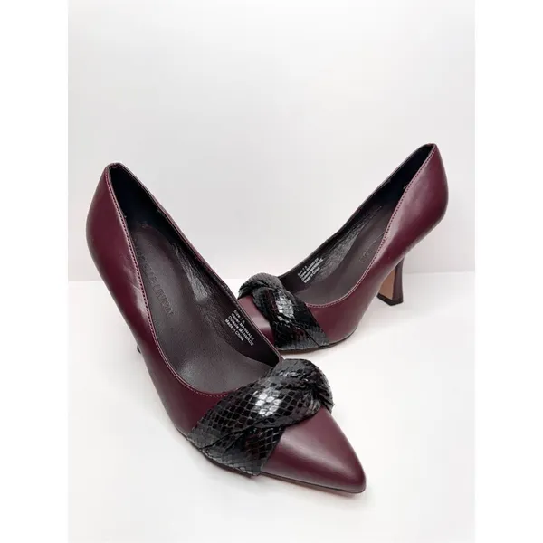 Gabrielle Union Pumps‎ Size 7.5 Pointed Toe Burgundy Twist Detail Slip On Shoes - Image 4