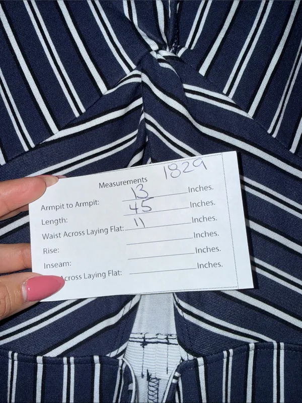 Hollister Navy & White Vertical-Striped Knot Waist Jumpsuit - Image 7