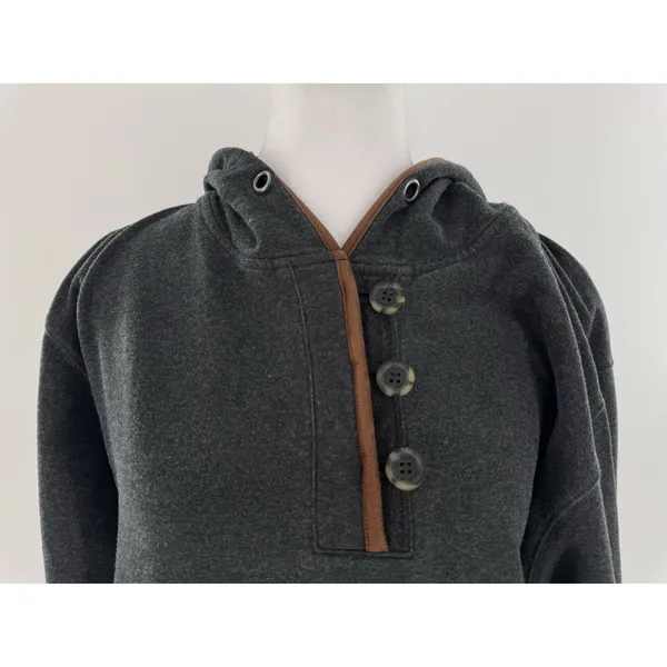 Ariat Real Elevated Hoodie Women’s Sz XL Fleece Leather Trim Henley Sweatshirt - Image 4