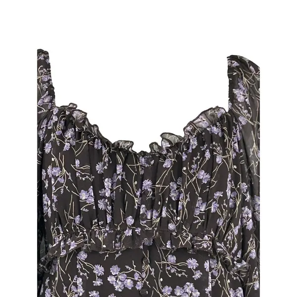 143 Story By Line Up Sz M Floral Maxi Brown Lavendor Front Slit Dress - Image 5