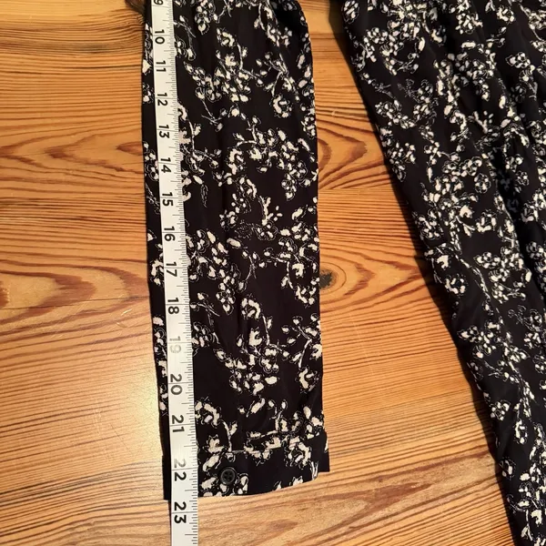 Garnet Hill Dress 10 Black‎ Floral Baby Doll Pockets Drop Waist Long Sleeve EUC - Image 10