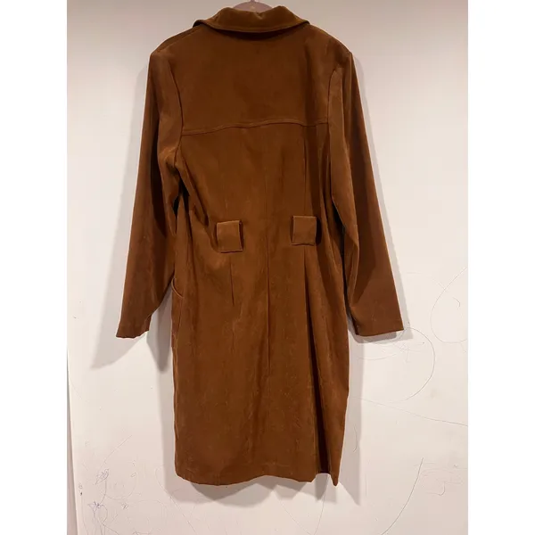 Vintage Amanda Smith Faux Suede Shirt Dress With Boho Braided Belt Tan Size 10 - Image 9