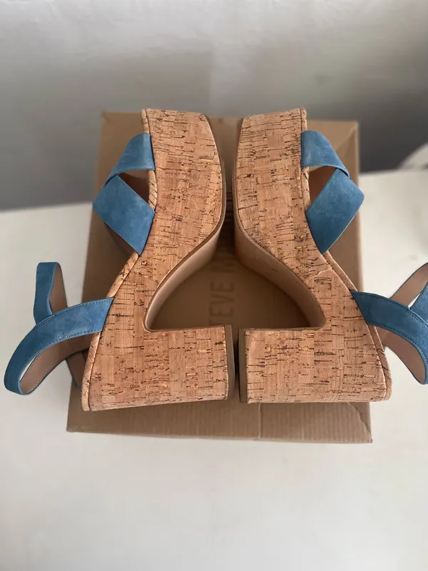 Steve Madden Brava Blue Suede Platform Heels - Image 5