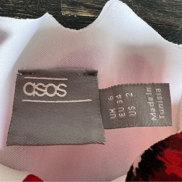 ASOS Design Scallop White and Red Poppy Floral Print Midi Skater Dress - Image 9