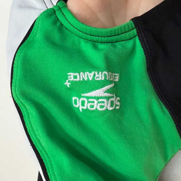 Speedo Endurance+ Swimsuit Womens Medium Black Green White‎ Crossback One Piece - Image 2