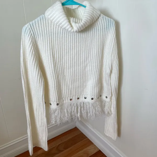 Lulus Freethinker Cream Fringe Cropped Sweater - Image 5