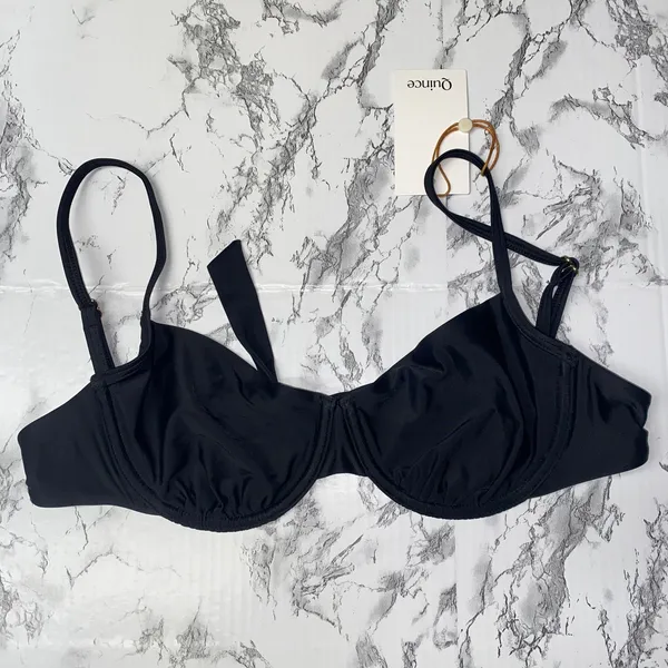 NWT Quince Black Italian Demi Bikini Swim Bathing Suit Top Women's Size Medium - Image 3
