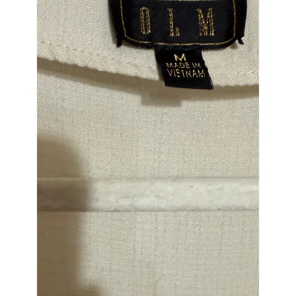 OLM Cream Square Neck‎ Puff Sleeve Cropped Top Sz M - Image 4