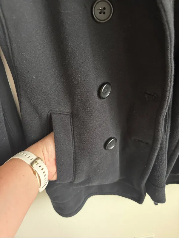 James Perse Women's Black Cotton Peacoat Double Breasted Jacket Size 3 Large - Image 6