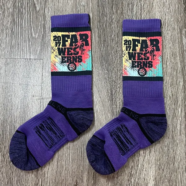 Purple & Black 2017 Far Westerns Volleyball Crew Socks - Image 2