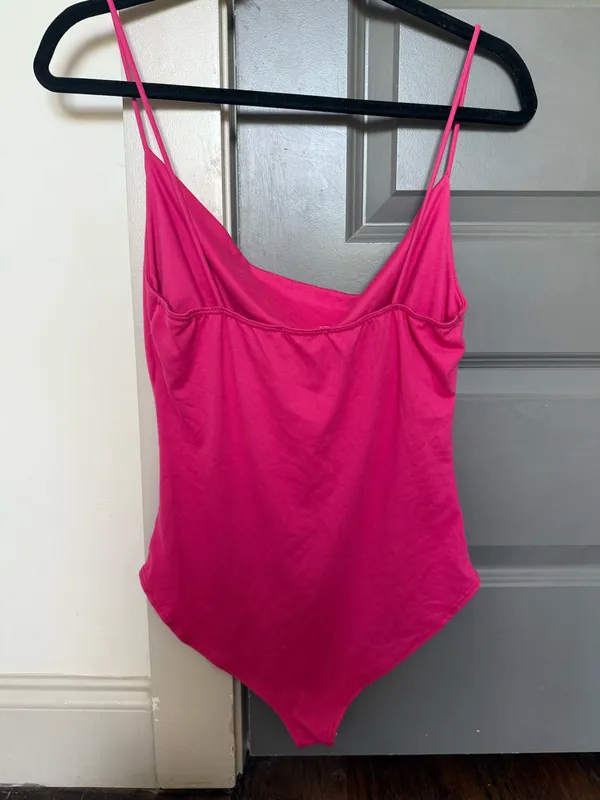Hot Pink Cowl Neck Bodysuit Tank - Image 2