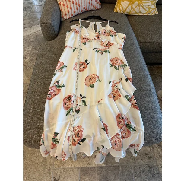 Disney‎ Princess XL Ivory Floral Ruffle High Low Maxi Dress EUC - Image 8