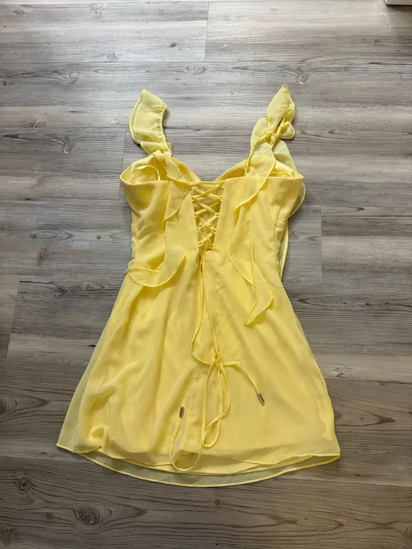 Yellow Mini Dress Size 2 - Image 3
