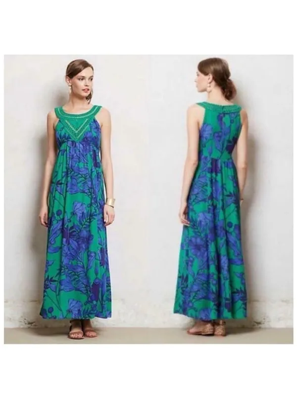Anthropologie Edme & Esyllte Floral Chiffon garden Maxi Dress‎ | Size 6 - Image 2