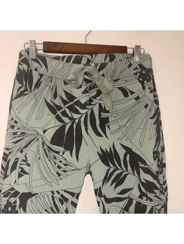 Bella Amore Italian Made Women’s S/M Tropical Leaf Print Drawstring Pants Casual - Image 2