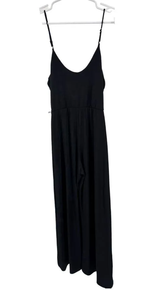 Papaya Black stretchy wide leg adjustable strap Jumpsuit romper M layering party - Image 2