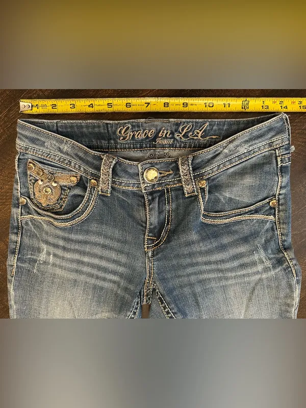 VTG Grace In LA Jeweled Bootcut Embroidered Jeans Womens Size 5 (28x34) - Image 4