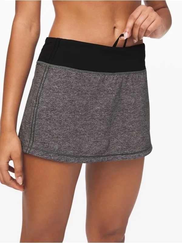 Lululemon Pace Rival Skirt Tall 15" Heather Lux Multi Black W8A82T size 12 - Image 2