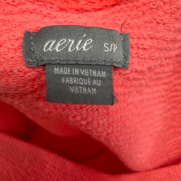 Aerie Sweatshirt Small Neon Coral Oversized Textured Terry Pullover Beach - Image 6