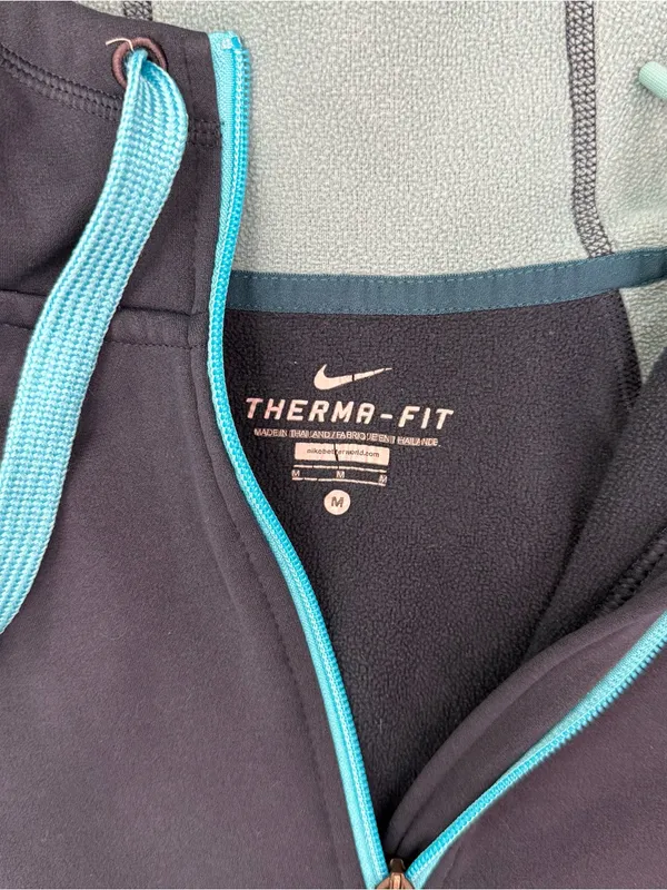 Nike Navy & Teal Full-Zip Hooded Jacket - Image 3