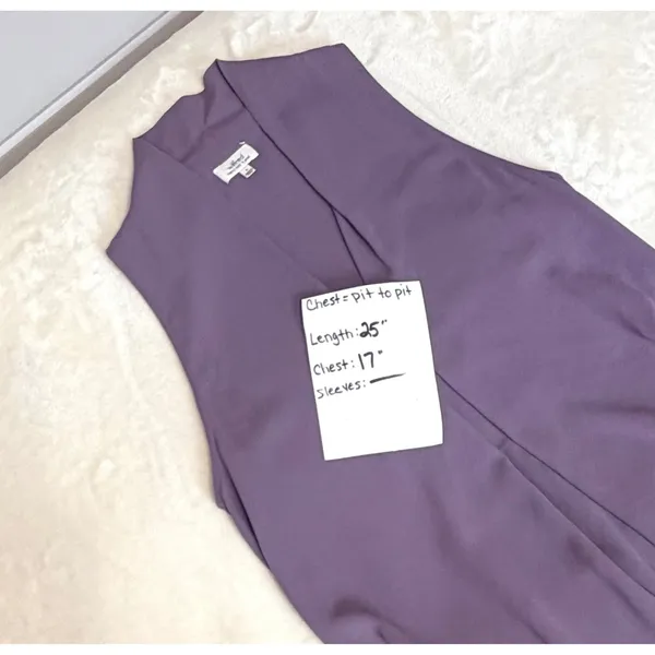 Wilfred Aritzia Nuit Blouse Purple Sleeveless V-Neck Draped High Low Hem Small - Image 3